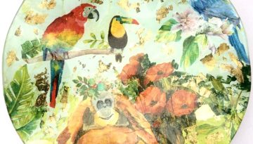 peinture sous verre gartavous assiette intuitive plat corolle